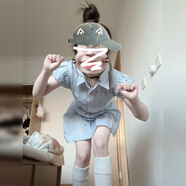 FSHE藍色條紋襯衫連衣裙女夏季2025新款小個(gè)子韓系氣質(zhì)收腰a字短裙 【條紋藍】 S 40/45kg
