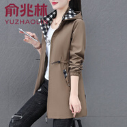 俞兆林中長(cháng)款風(fēng)衣外套女春秋2025年新款中老年媽媽春裝寬松顯瘦收腰大衣 咖色 2XL (建議125-140斤)