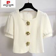 皮爾卡丹（pierre cardin）法式小香風(fēng)連衣裙女夏季2025新款高腰顯瘦兩件套搭配減齡套裝裙 杏色上衣(單件) M 95-105斤