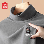 名創(chuàng  )優(yōu)品（MINISO）德絨打底衫男潮牌ins休閑百搭大碼男士長(cháng)袖t恤秋冬新款半高領(lǐng)秋衣 灰色(像素游戲胸標) M 170(體重100-120斤左右)