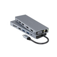 TOTU USB C 集線器多端口適配器 14合1 USB C 擴(kuò)展塢 2*4K HDMI VGA USB A 3.1 USB C 3.1 4*USB