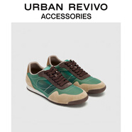 URBAN REVIVO2025春季新款男士拼接撞色圓頭運動(dòng)鞋UAMS50008 綠色/土黃 40