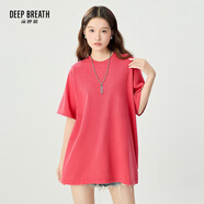 深呼吸DEEP BREATH中長(cháng)款寬松男友風(fēng)純棉T恤男女同款A301024 玫紅 M (3碼)