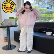 哈羅小黃鴨HAL.DUCK小黃鴨女童秋裝外套2025新款韓版蝙蝠衫時(shí)尚兒童衣服洋氣女孩中大 粉色 120 cm