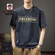AEMAPE夏季新款美式短t恤男潮牌寬松大碼純棉半截袖薄款休閑體恤短袖男 3156黑色T恤 XL 碼 推薦體重140-160斤
