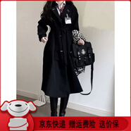 ac mmng2025春秋新款中長(cháng)款過(guò)膝學(xué)院風(fēng)衣女氣質(zhì)學(xué)生韓系復古寬松jk大衣外 黑色長(cháng)款 XS 建議105斤以下
