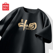 名創(chuàng  )優(yōu)品（MINISO）新年紅色短袖男款2025國潮本命年衣服開(kāi)春寬松純棉t恤 深灰 3XL