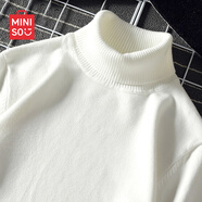 名創(chuàng)優(yōu)品（MINISO）高領毛衣男秋冬季加絨加厚針織衫休閑百搭長袖純色高領保暖打底衫 【高領】白色(空白) L 175(體重120-140斤左右)