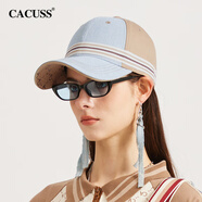 CACUSS帽子女棒球帽男硬頂春夏時尚鴨舌帽女顯臉小設計師款帽子 藍卡其