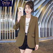 矜持范一?？坌∥餮b外套女春季新款氣質(zhì)百搭小個(gè)子設計感后開(kāi)叉西服 咖啡色_[款] 2XL [建議130-140斤]