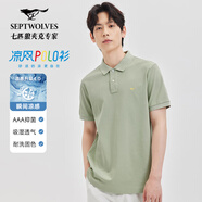 七匹狼【涼感抗菌】短袖T恤男夏季商務(wù)休閑翻領(lǐng)純色polo體恤衫男裝上衣 206(豆綠)-涼感固色6666 5XL 195/108A