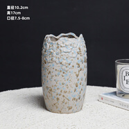 潤華年陶瓷大花瓶窯變復(fù)古干花仿真花插花家用客廳電視柜落地?cái)[件花器瓶 凸紋-花花 18cm