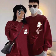 MDlila【兩件裝】情侶裝衛(wèi)衣春秋季2025年寬松休閑一男一女衣服套裝團體 男酒紅+女酒紅 薄款 L 男生+女生S