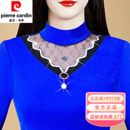 皮爾卡丹（pierre cardin）加絨打底衫女長(cháng)袖t恤小衫秋冬新款內搭外穿網(wǎng)紗保暖蕾絲上衣 彩藍色【春秋不加絨】 薄款 3XL 【建議136-145斤】