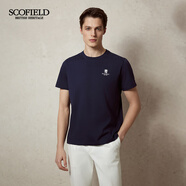 Scofield【新疆棉】男士24年夏季新款商務(wù)休閑時尚短袖多色T恤 中藏青色 L (175)