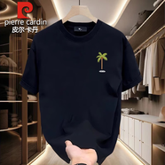 皮爾卡丹美式T恤痞帥ins街頭男女款重磅印花短袖青年夏季潮牌寬松圓領上衣 1726#黑色 2XL 建議140-155斤