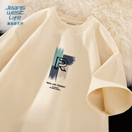 JEANSWEST LIFE真維斯歐美風(fēng)短袖t恤男夏季純棉男士五分袖學(xué)生校園字母潮流中袖T