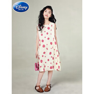 迪士尼（Disney）童裝2025新女童連衣裙夏季韓版大兒童寬松棉圓點(diǎn)中長(cháng)款背心裙子 玫紅色 120 cm