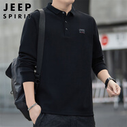 JEEP SPIRIT吉普長(cháng)袖T恤男士POLO打底衫春夏季寬松商務(wù)翻領(lǐng)上衣服潮流體恤