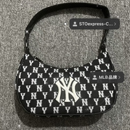 FAVES MLBmlb包包腋下包餃子包ny洋基隊包單肩包女包月牙包 帆布黑色