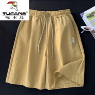 啄木鳥(niǎo)（TUCANO）運動(dòng)休閑短褲子女棉麻夏季新款寬松顯瘦bf慵懶風(fēng)直筒五分褲ins潮 卡其色 休閑 短褲 S