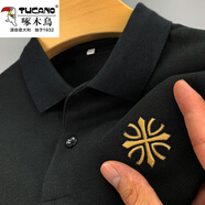 啄木鳥(niǎo)（TUCANO）夏季新款POLO.衫短袖中年品質(zhì)翻領(lǐng)男士短袖T恤商務(wù)休閑冰絲體恤 短袖梅花黑色 XL 175