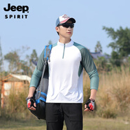 吉普（JEEP）新款戶外行山冰絲速干衣男長袖運(yùn)動(dòng)跑步T恤爬山徒步騎行登山服夏 61長袖男珍珠白 3XL 建議160/180斤