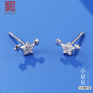 老銀匠耳釘s925銀多款星星月亮耳釘送女友養(yǎng)耳洞不易過敏神秘星空銀耳釘 小星星耳釘（一對銀耳堵）無證書