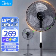 美的工業(yè)電風(fēng)扇家用落地扇大型立式商用搖頭大風(fēng)量強(qiáng)力大功率金屬風(fēng)扇客廳宿舍辦公室工廠FS45-23A 3葉-鋁扇FES45-20A