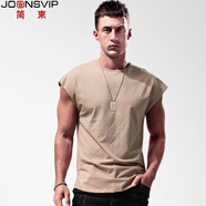 簡(jiǎn)束短袖t恤男士寬松蝴蝶袖純色運動(dòng)健身落肩砍袖夏外穿寬肩上衣體恤 駝色 2XL （74-85kg左右）