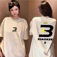 文頗100%純棉潮牌復(fù)古重磅短袖T恤女街頭風(fēng)ins百搭休閑情侶款上衣寬松 260克-白 S