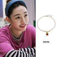 希臘Mayol櫻桃玻璃吊墜珍珠串鍍金希臘項(xiàng)鏈白百何同款彩色多巴胺 Cherry Ice Cream Necklace