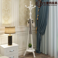 盎梓實木衣帽架落地歐式衣架臥室衣帽架田園時尚創(chuàng)意掛衣架 純白色  加粗實木鉤