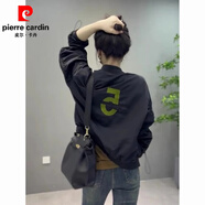 皮爾卡丹（pierre cardin）棒球服外套女歐貨寬松沖鋒衣短款小個(gè)子夾克上衣春秋2025新款美式 黑色 L (建議100斤-115斤)