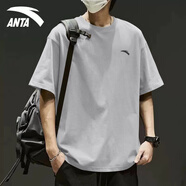 安踏（ANTA）冰絲速干短袖t恤男2025春夏季涼感透氣休閑跑步健身運(yùn)動半袖男 -9淺砂灰【冰絲速干】 L /175 適合120-140斤