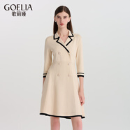 歌莉婭（GOELIA）小香風(fēng)連衣裙穿搭顯瘦高級(jí)感氣質(zhì)七分袖A型裙108R4G820 05W米白 L