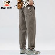 大嘴猴（paul frank）休閑褲男夏季美式褲子男士工裝褲男褲寬松長(zhǎng)褲 駝灰色 XL