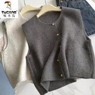 啄木鳥(niǎo)溫柔系氣質(zhì)百搭羊·毛針織馬甲背心女2024秋冬洋氣疊穿內搭坎肩上 灰色【商城】 XL 建議115-130斤