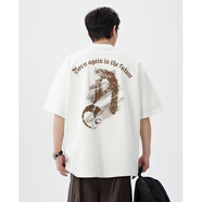 潮氪 短袖t恤男 夏季潮牌五分半袖男士衣服男圓領(lǐng)情侶裝夏天寬松潮流 白色MT7184 M 推薦100-125斤