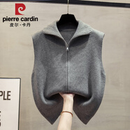 皮爾卡丹（pierre cardin）高領(lǐng)拉鏈針織開(kāi)衫馬甲背心女2025春秋新款寬松外穿馬夾毛衣坎肩潮 2024灰色2025 S