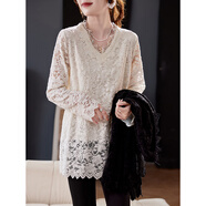 燕潯V領(lǐng)氣質(zhì)鏤空加絨蕾絲衫2025早春寬松休閑百搭打底內搭上衣 仙女白 XL 【115-135斤】