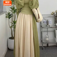 婍妡新中式套裝禪意穿搭女裝春國風(fēng)復古慵懶風(fēng)奶系穿搭夏季外套兩件套 杏色半身[單件] S