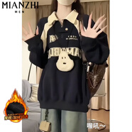 棉致2024美式復(fù)古百搭拼色衛(wèi)衣女士春秋季新款寬松POLO領(lǐng)慵懶風(fēng)衣服 藏青色【5202常規(guī)高品質(zhì)35.5】 M 80-105斤