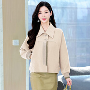 奧豚 雙面羊毛大衣女斗篷型小個(gè)子毛呢外套女82050 米白色 M 