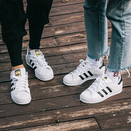 阿迪達(dá)斯 （adidas）官方男女鞋三葉草板鞋運(yùn)動(dòng)鞋情侶金標(biāo)小白鞋學(xué)生百搭休閑鞋 C77124/老款/經(jīng)典黑白金標(biāo) 38.5