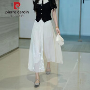 皮爾卡丹（PIERRE CARDIN）琉璃冰絲裙褲女2025新款新中式感闊氣高腰顯瘦寬松休閑褲子裙褲 高品質(zhì)琉璃冰絲裙褲雙層-白色 L 100-115斤