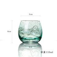 左茗右器功夫主人茶杯 加厚耐熱玻璃杯 茶道品茗杯家用喝茶杯子 千里江山-氣泡杯110ml