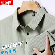 恒源祥（HYX）冰絲無痕短袖t恤男夏季新款商務(wù)休閑感翻領(lǐng)條紋polo衫男裝 DCR-9106短袖(綠色) M 16595-120斤