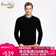 鱷魚(yú)恤男士100%山羊絨針織圓領(lǐng)打底毛衣男基礎(chǔ)款純羊絨衫 黑色 S 165/84A(100c)