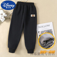 迪士尼（Disney）男孩燈芯絨加絨褲子中大童冬季加厚兒童棉褲女寶抗寒束腳休閑長褲 3601深灰色【加厚一體絨】 110 適合身高100cm左右